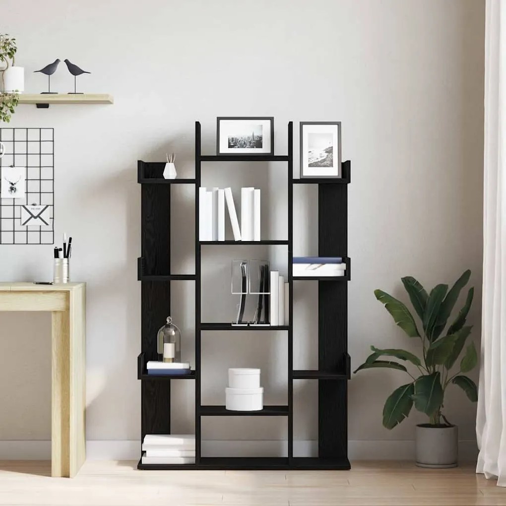 Estante de Livros vidaXL Preta em Carvalho 86x25,5x140 cm em Madeira d