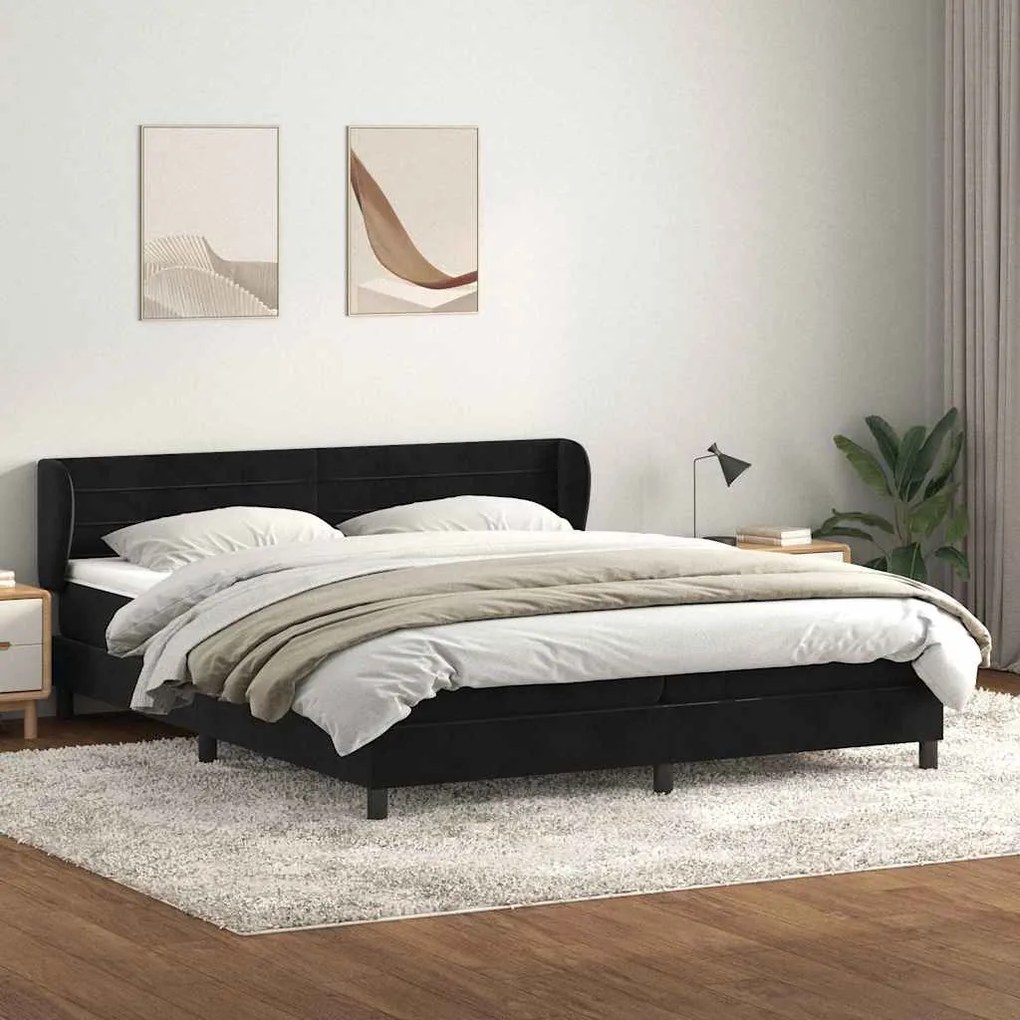 vidaXL Cama com molas/colchões 180x210 cm veludo preto