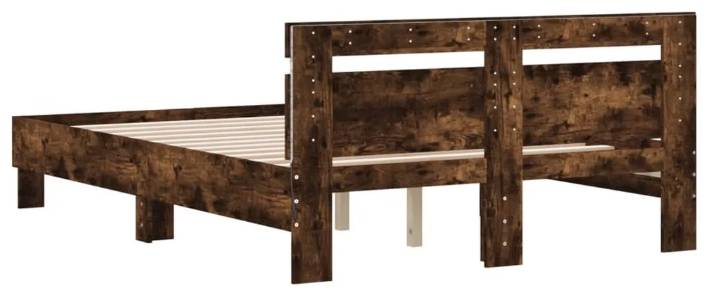 Estrutura cama c/ cabeceira/luzes LED 120x200cm carvalho fumado
