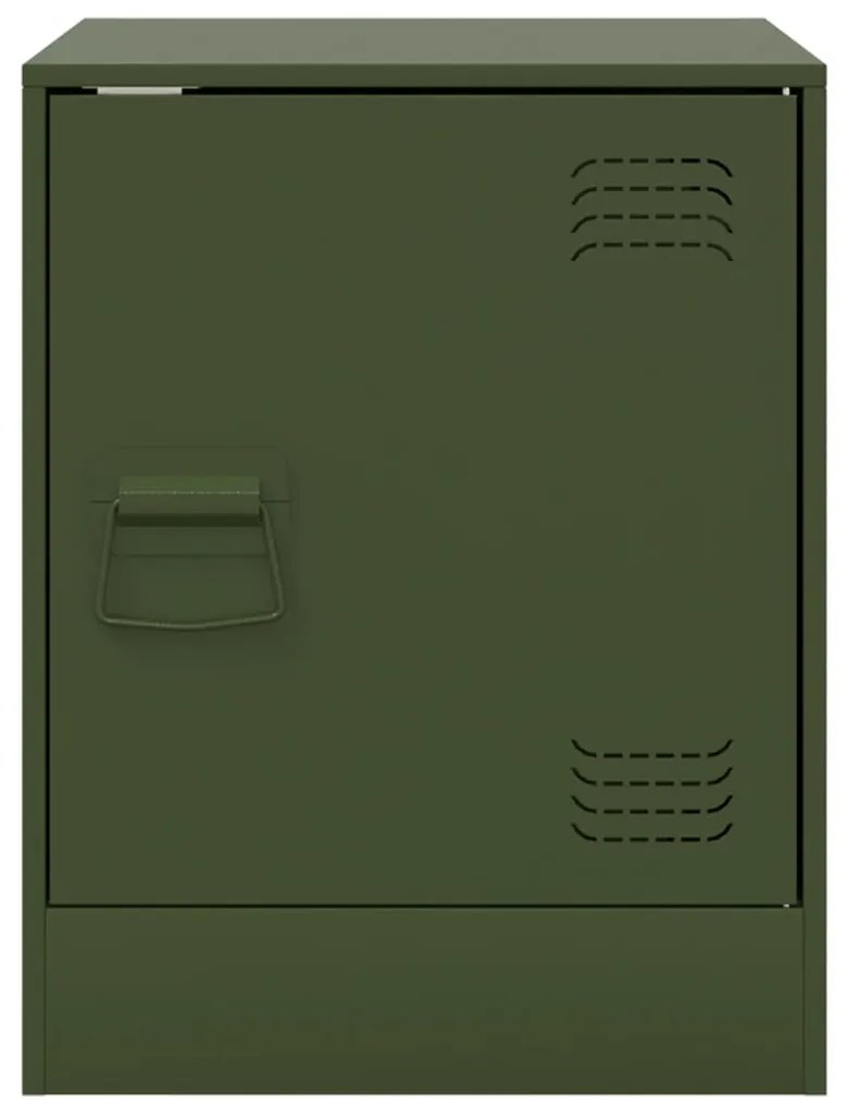 Mesas de cabeceira 2 pcs 34,5x39x44 cm aço verde azeitona