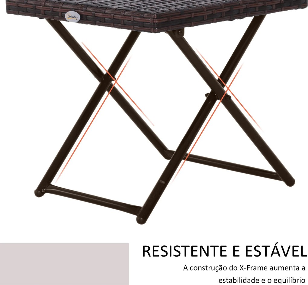 Mesa de Jardim em Vime Sintético Mesa de Terraço Exterior Dobrável com