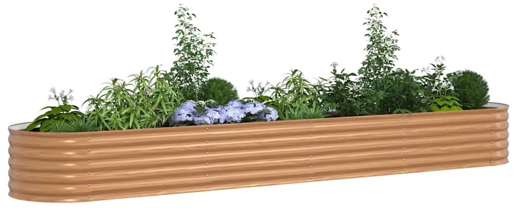 Canteiro Elevado Castanho com Aparência de Madeira 400x80x44 cm Aço