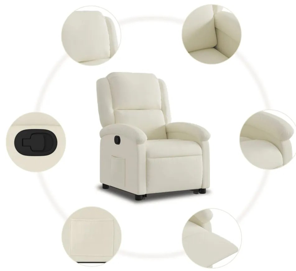 Poltrona reclinável elevatória veludo cor creme