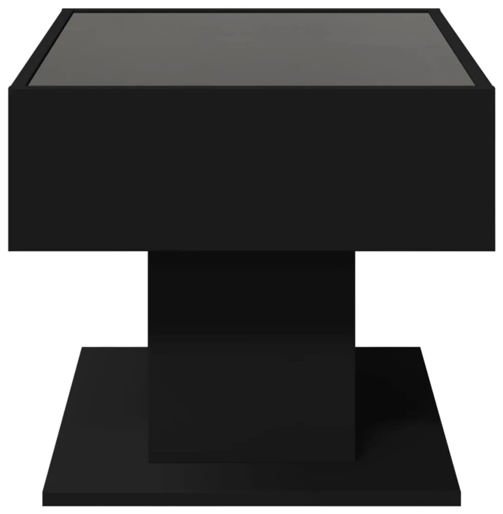 Mesa de centro c/ LEDs 70x50x45 cm derivados de madeira preto
