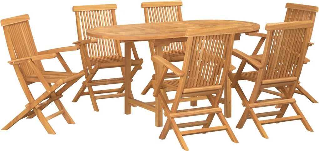 vidaXL Conjunto de Jantar para Jardim 7 pcs Castanho