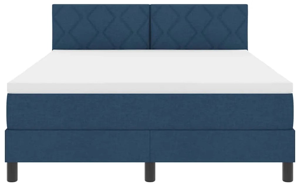 Cama Box Spring com Colchão Azul 140x200 cm Tecido