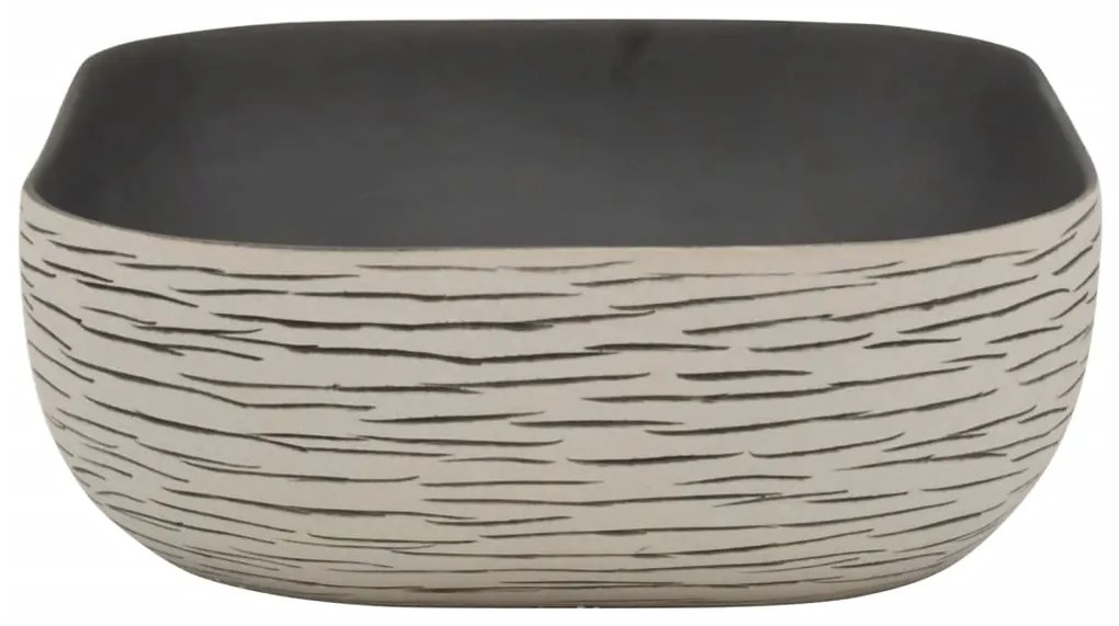 Lavatório bancada retang. 48x37,5x13,5 cm cerâmica cinza/preto