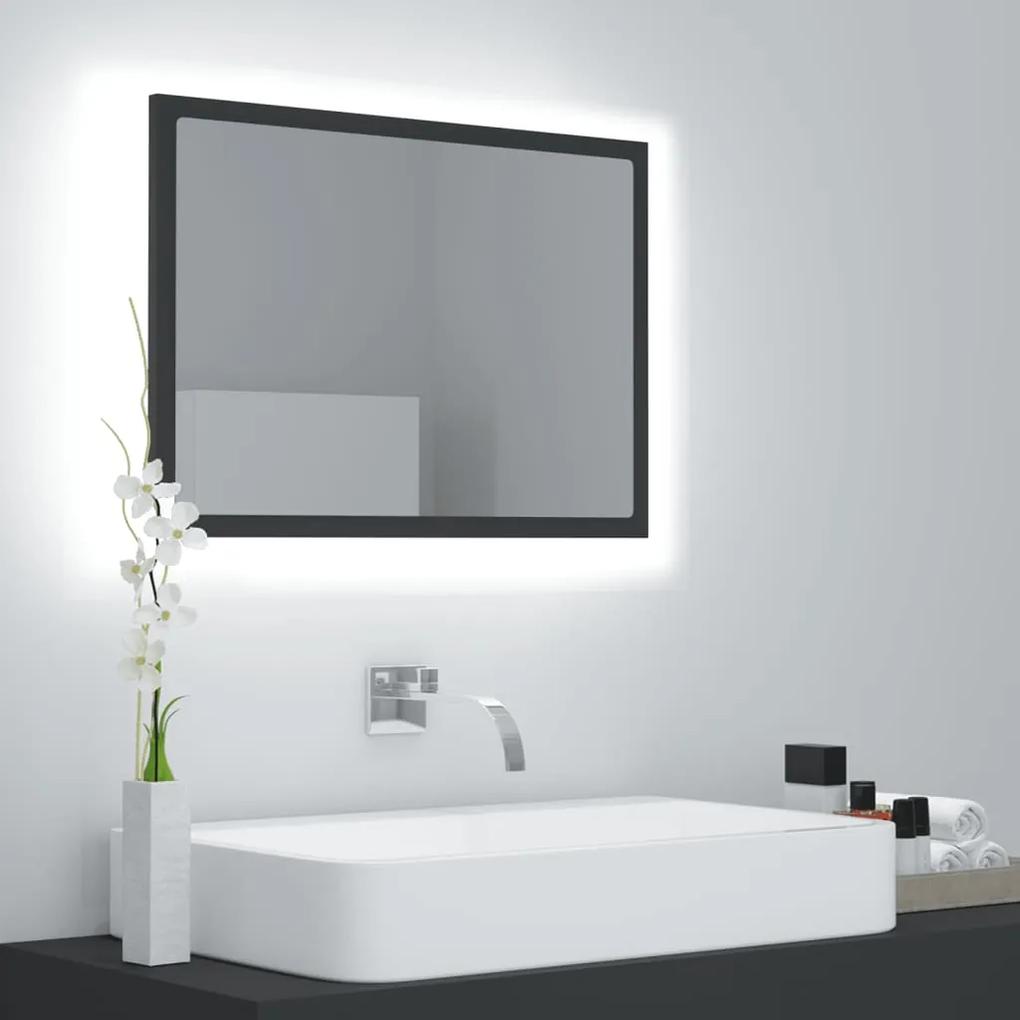 804918 vidaXL Espelho de casa de banho LED 60x8,5x37cm contraplacado cinzento