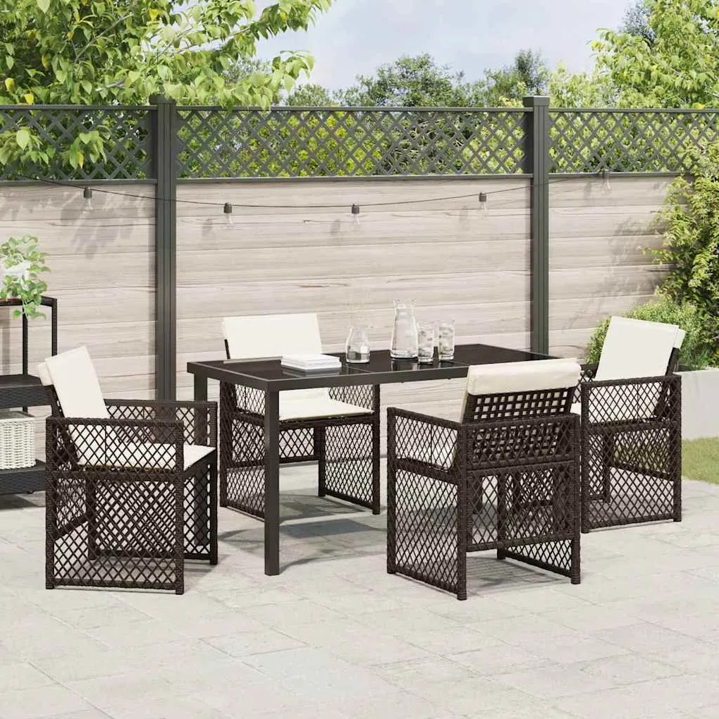 Conjunto de Jantar de Jardim vidaXL de 5 Peças com Almofadas Vime Sint