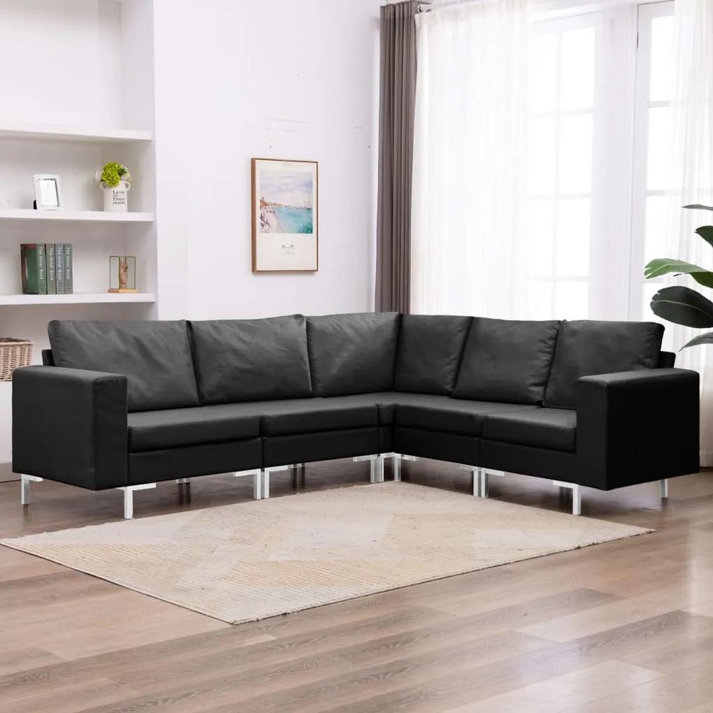 5 pcs conjunto de sofás tecido preto
