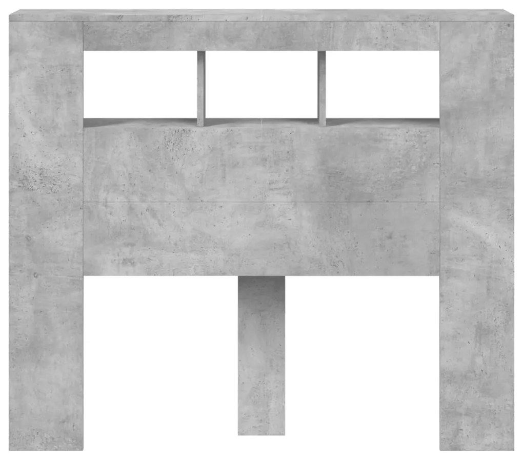 Cabeceira c/ LEDs 120x18,5x103,5 cm cinzento-cimento