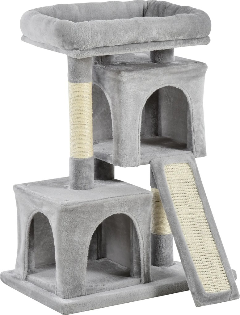PawHut Arranhador 83 cm Pequeno arranhador para gatos com colunas de sisal, arranhador para gatos, árvore de escalada para gatos, móvel para gatos, árvore de atividades para gatos pequenos, Cinza claro | Aosom Portugal