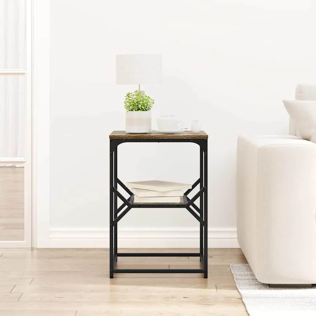 Mesa Lateral vidaXL Carvalho Defumado 41x40x60 cm Madeira Engenharia