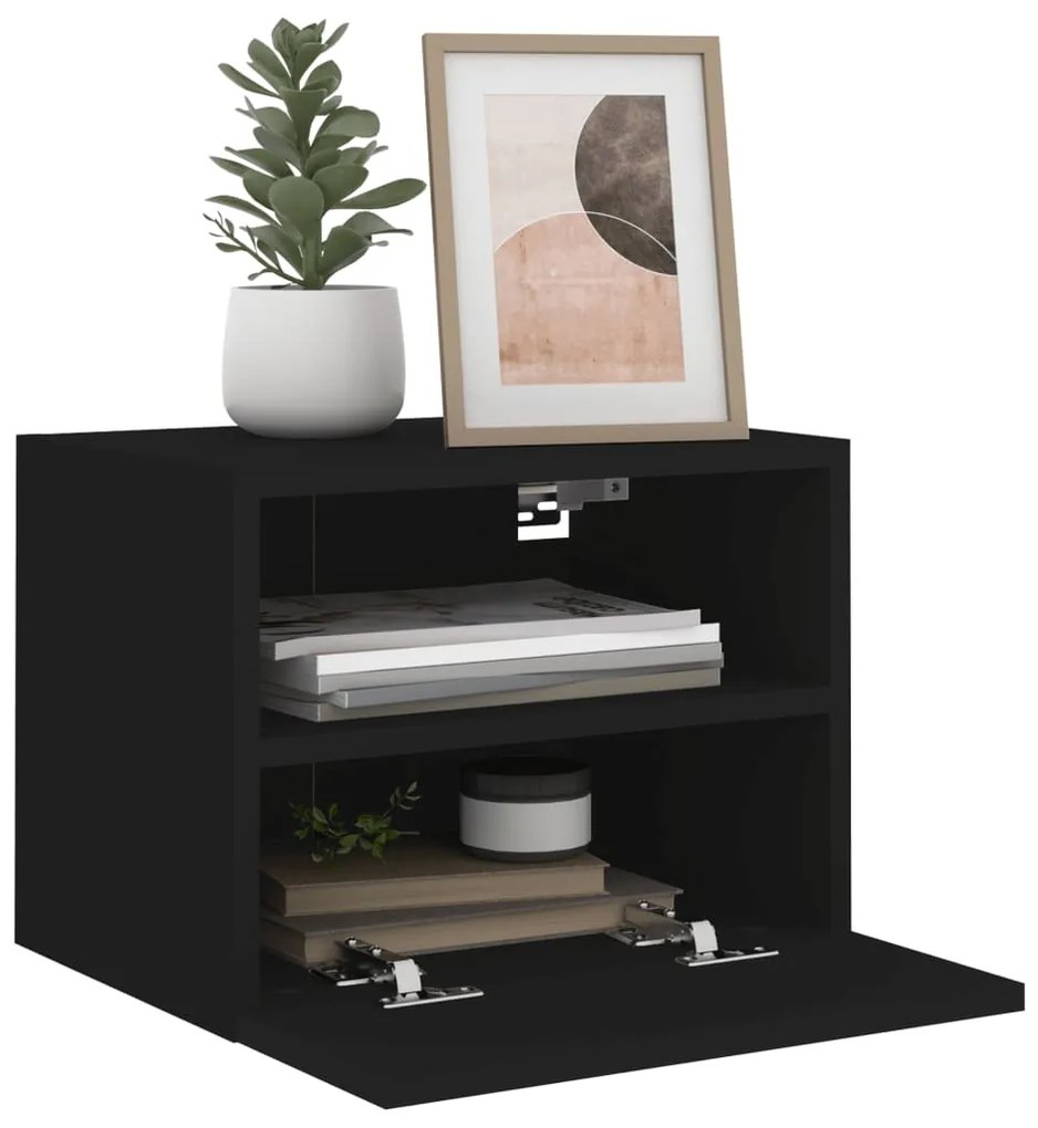 Móveis de parede p/ TV 2 pcs 40x30x30cm derivados madeira preto