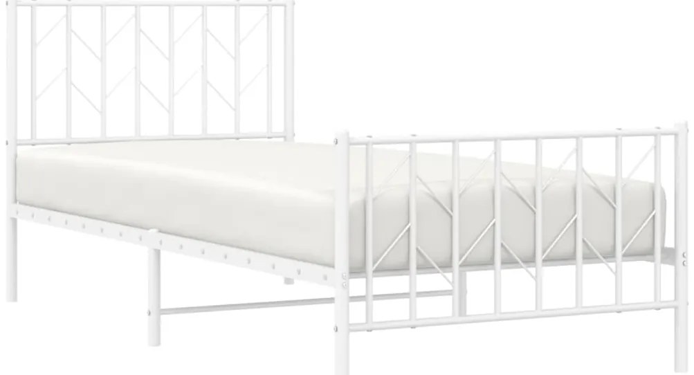 Estrutura de cama com cabeceira e pés 90x200 cm metal branco