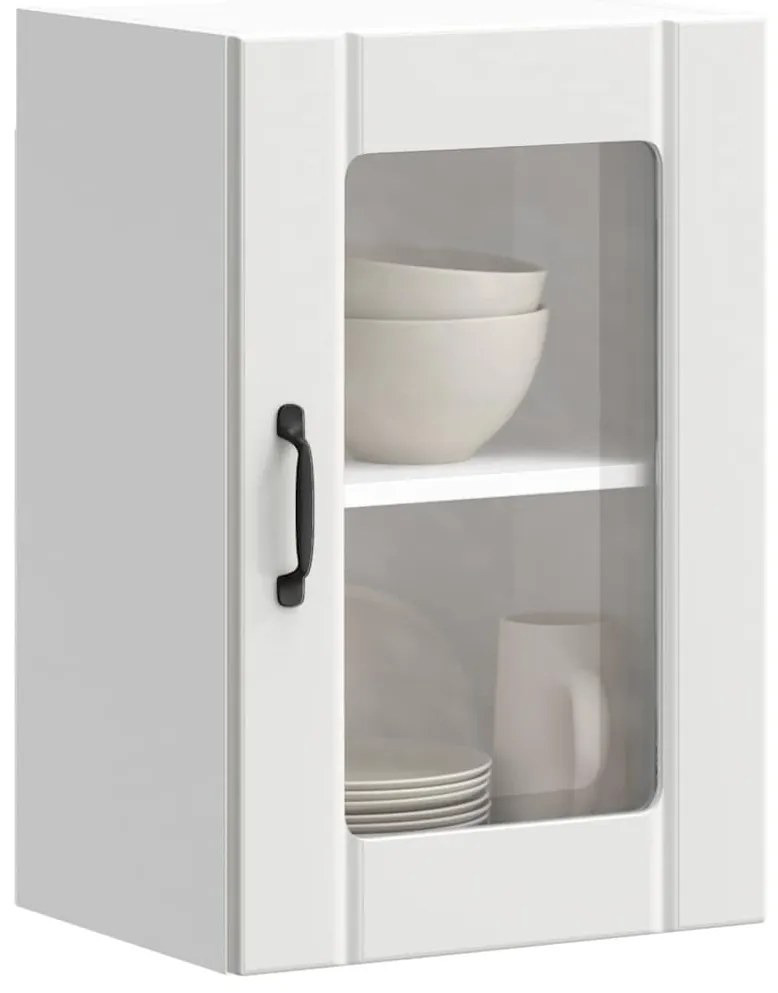 vidaXL Armário de parede de cozinha porta vidro Lucca branco
