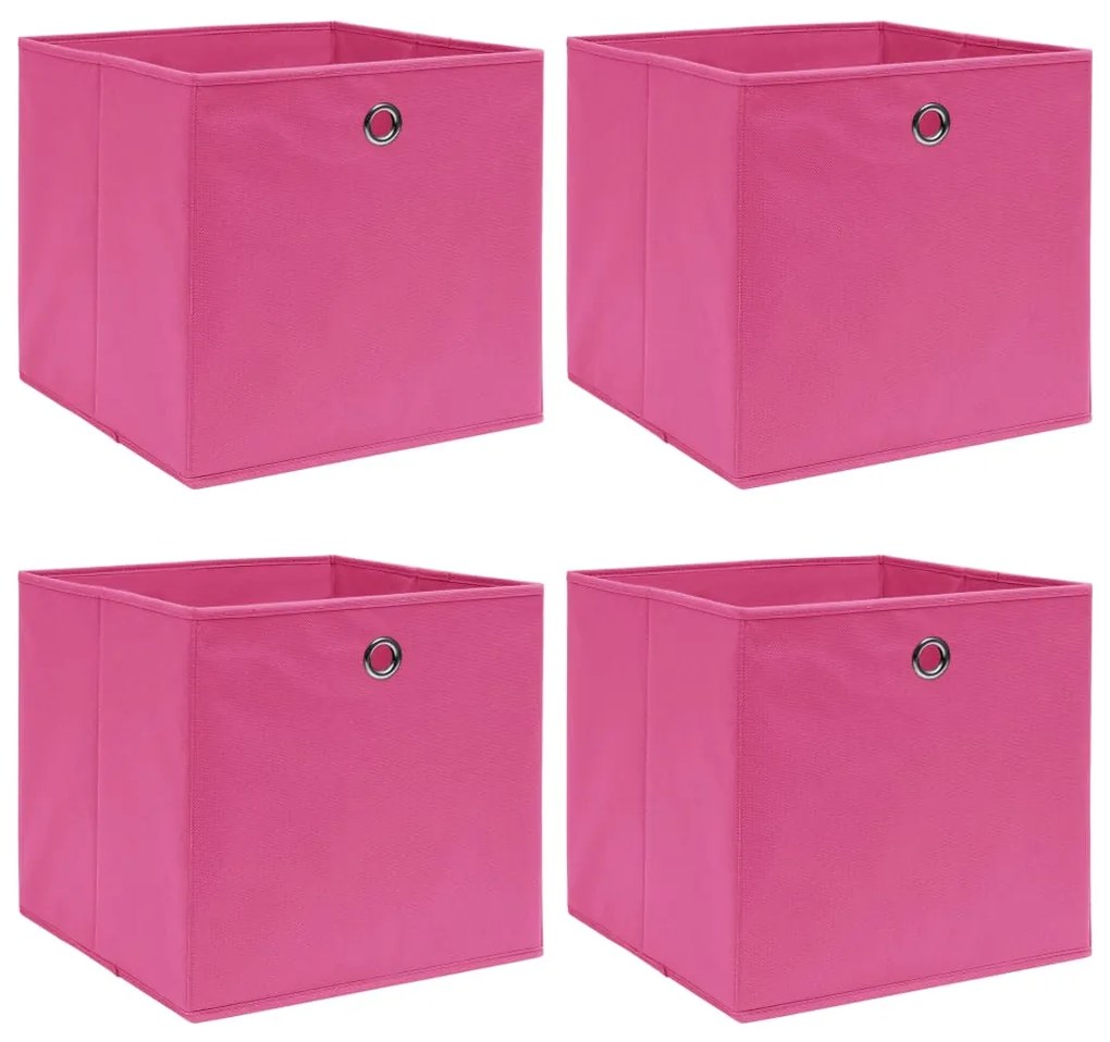 Caixas de arrumação 4 pcs 32x32x32 cm tecido rosa