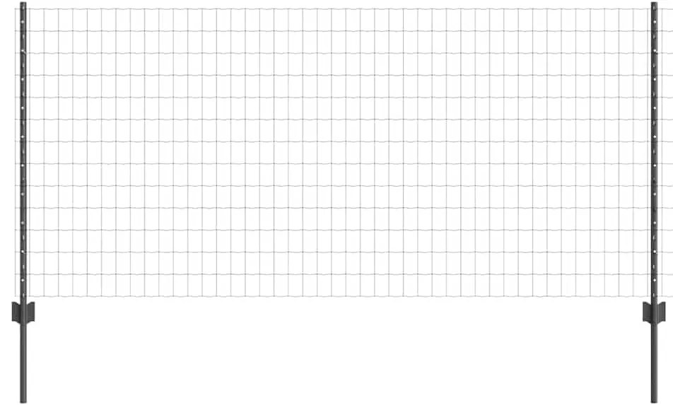 Cerca Euro com 22 Postes Cinza 1x25 m Aço