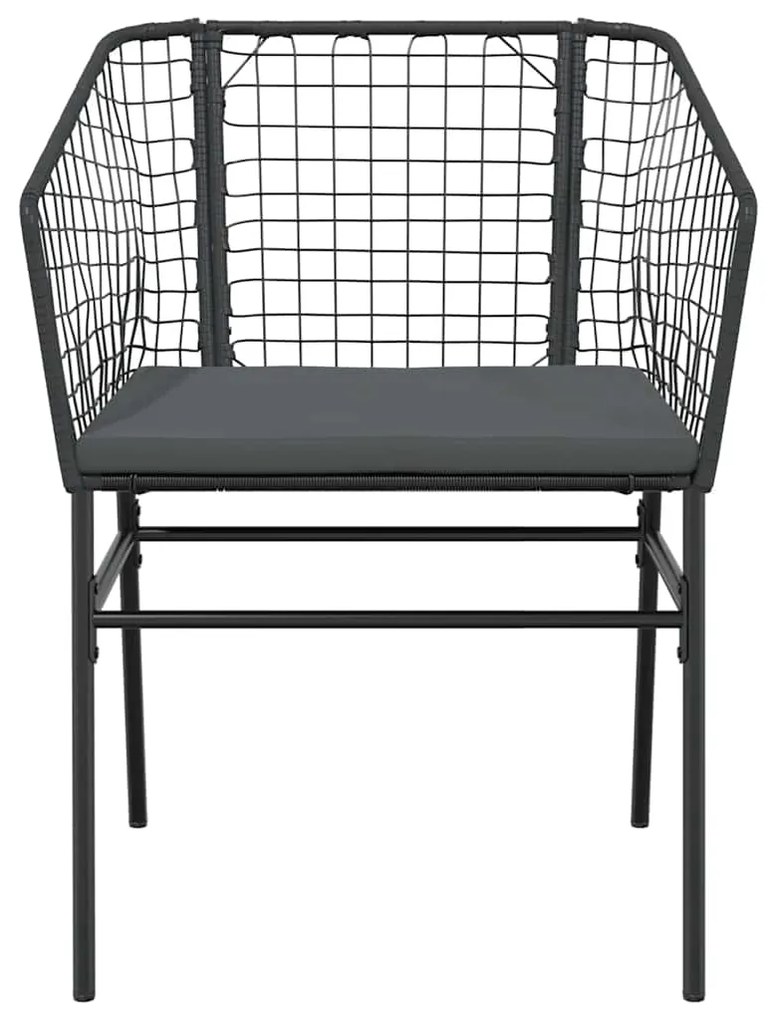 Conjunto de jantar jardim 5 peças almofadas vidro vime PE preto