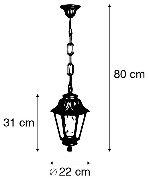 Candeeiro de suspensão rural exterior preto IP44 - Anna Clássico / Antigo,Country / Rústico