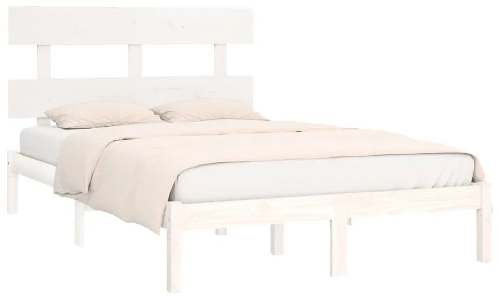 Estrutura de cama super king 180x200 cm madeira maciça branco