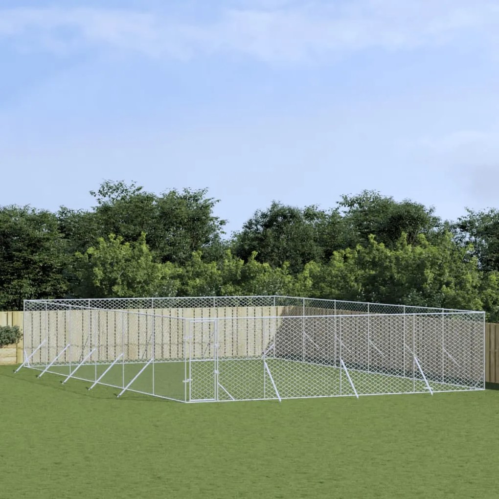 vidaXL Canil de exterior 8x12x2 m aço galvanizado prateado
