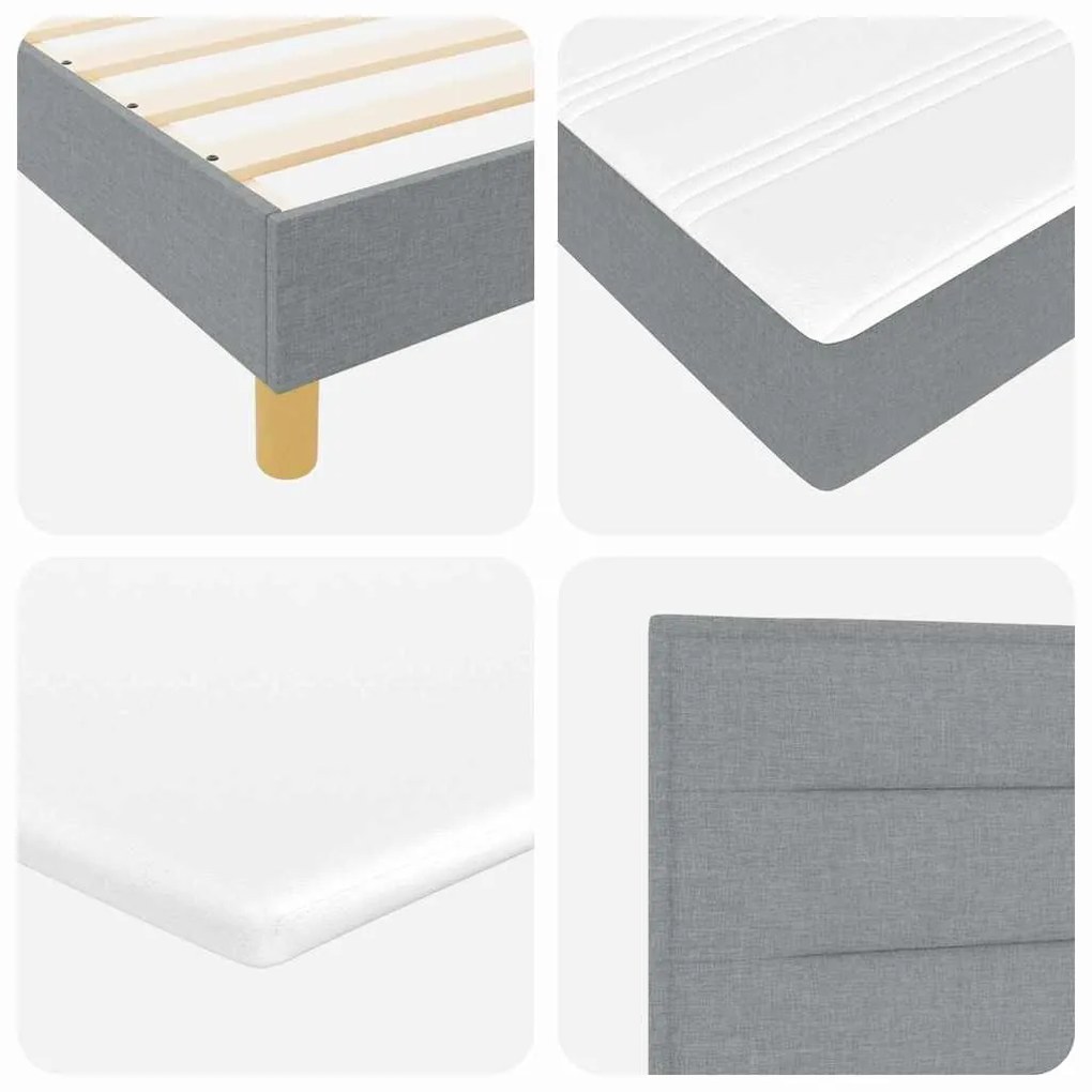 Cama Box com Colchão e LED Cinza Claro 120x200 cm Tecido