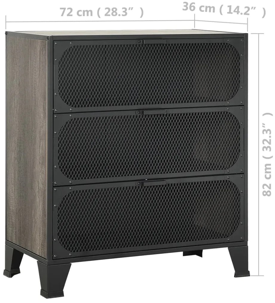 Armários arrumação 2pcs 72x36x82 cm metal e MDF cinzento
