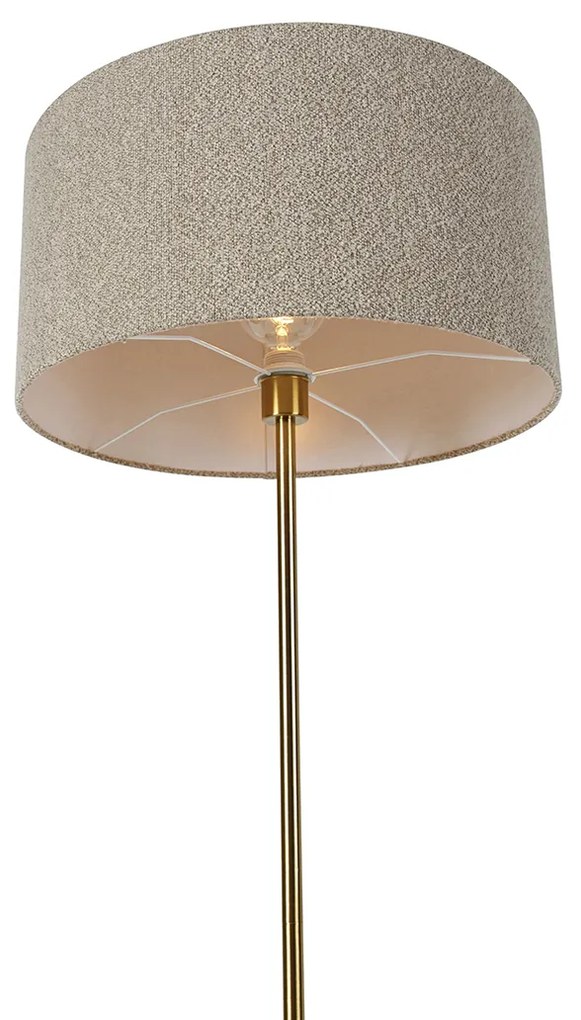 Candeeiro de pé moderno em latão com abajur em bouclé bege 50cm - Kaso Design,Moderno