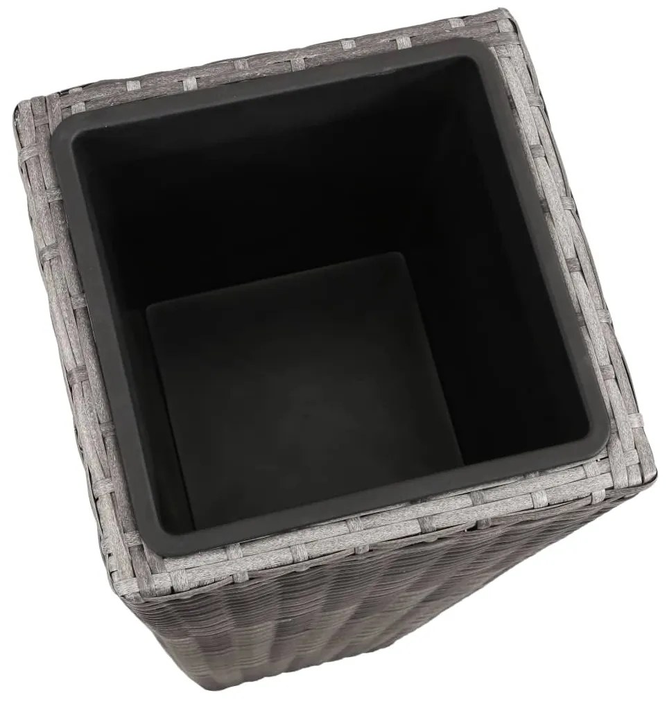 Vasos/floreiras de jardim elevados 3 pcs vime PE cinzento