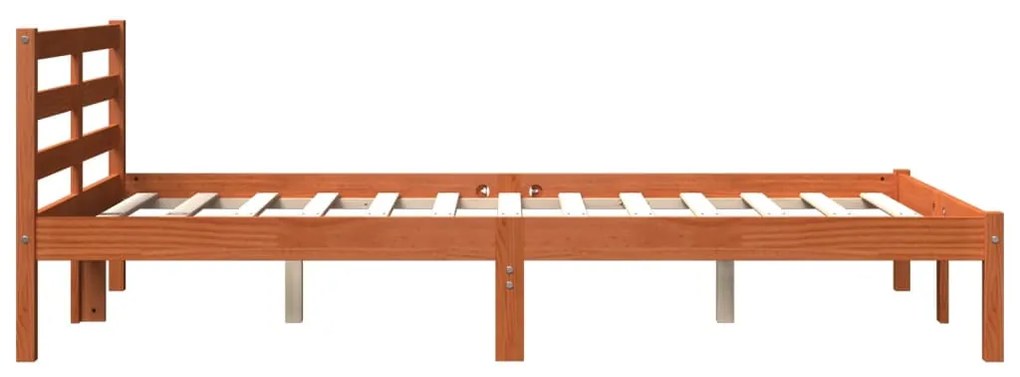 Cama sem colchão 140x200 cm madeira pinho maciça castanho-mel