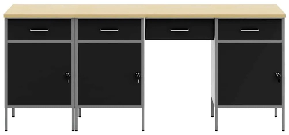 Conjunto de Gabinete e Mesa de Trabalho de 4 Peças vidaXL Preto em Mad