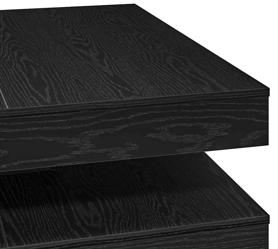 Mesa de centro giratória 360 graus carvalho preto 90x90x34,5 cm