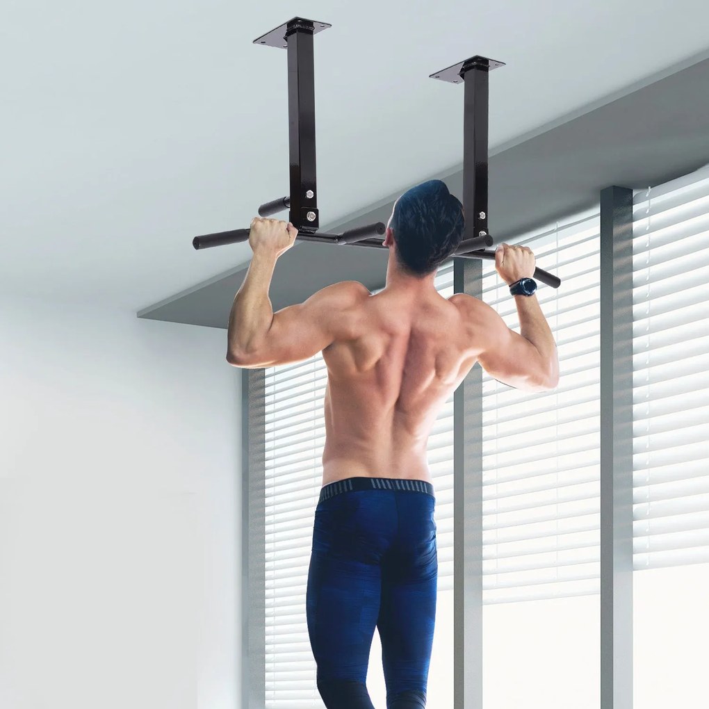 HOMCOM Barra de Elevação de Parede Barra Pull-Up de Aço para Treino em