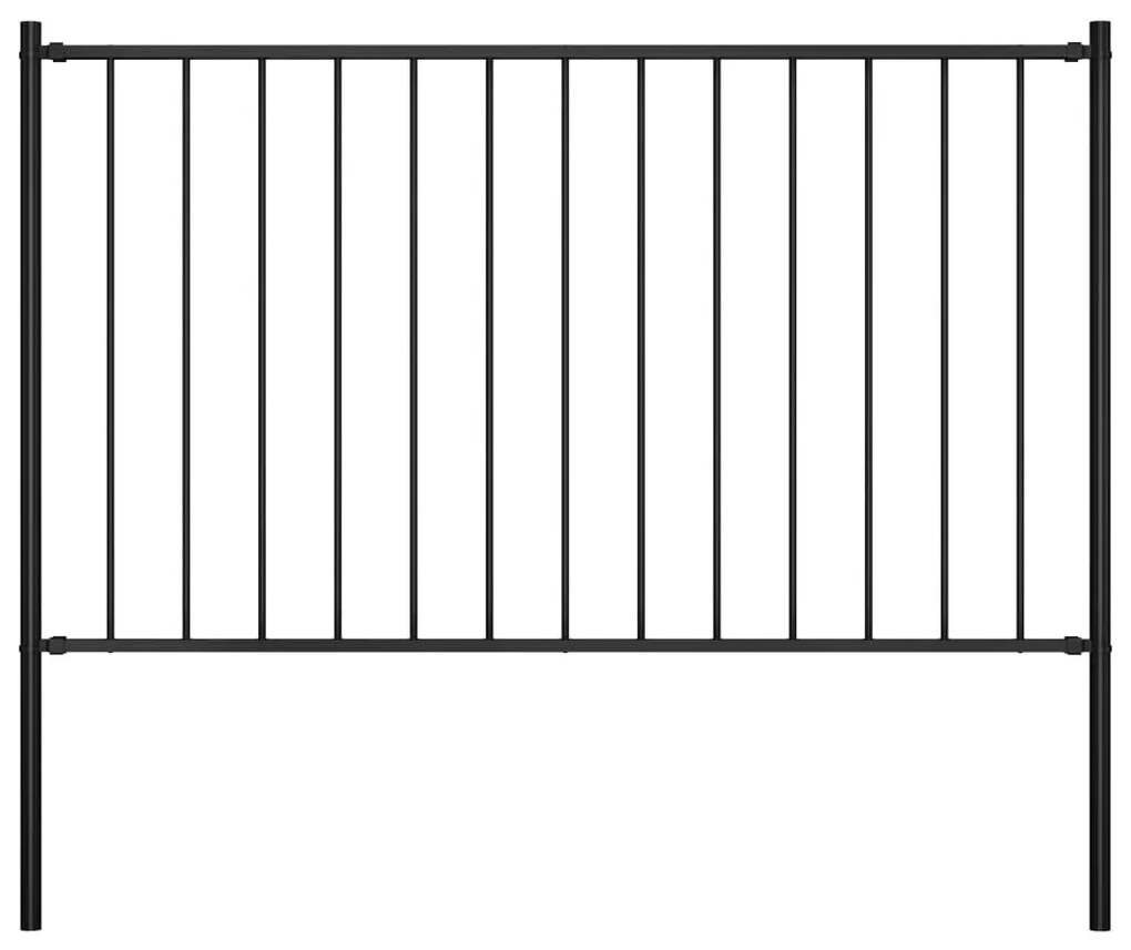 Painel de vedação c/ postes aço revestido a pó 1,7x1 m preto