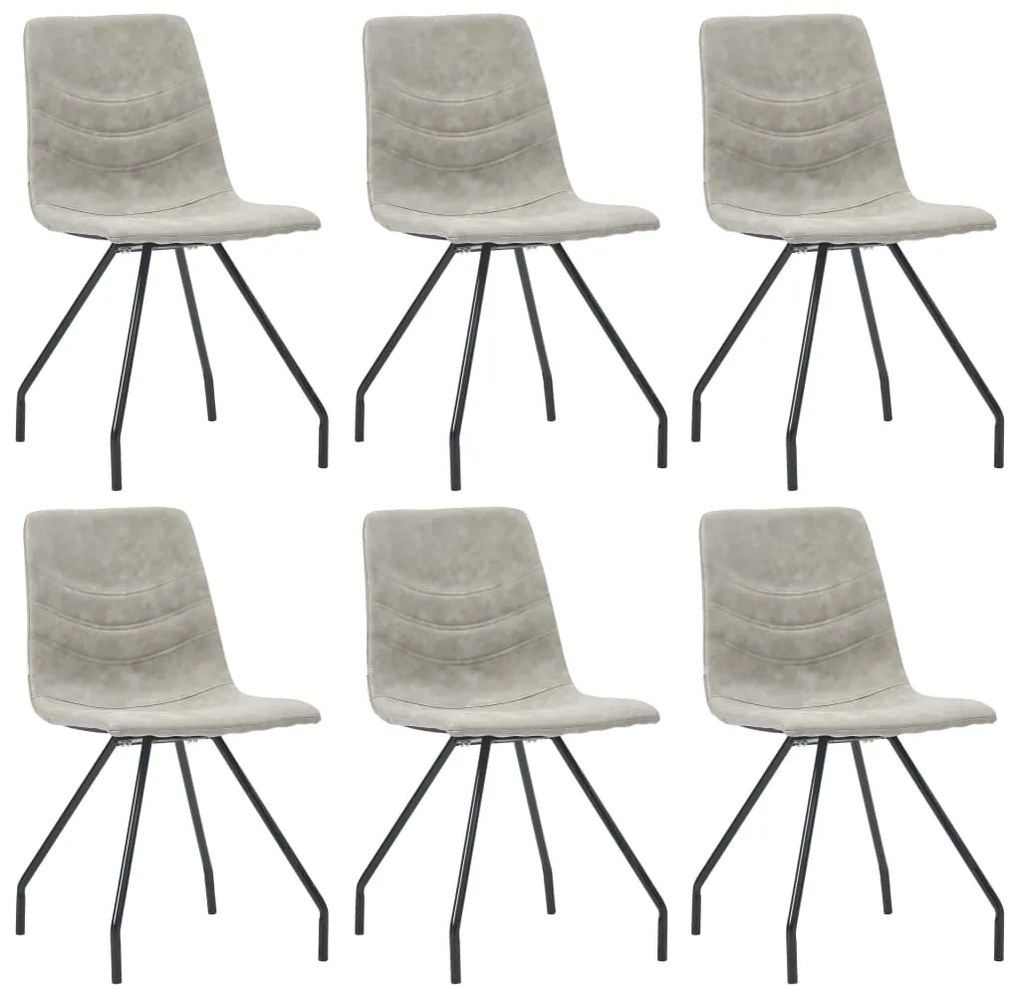 vidaXL Cadeiras de jantar 6 pcs couro artificial cinzento