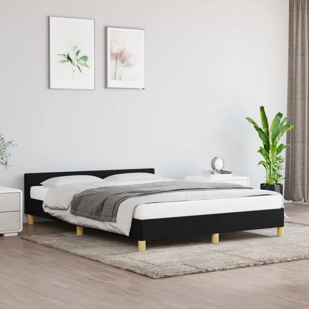 vidaXL Estrutura de cama sem colchão 140x200 cm tecido preto