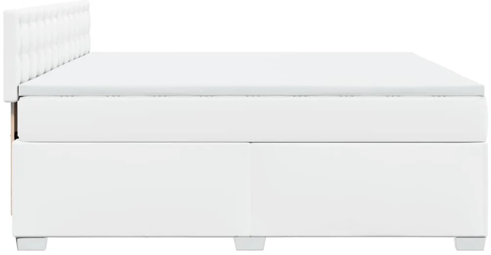 Cama com molas/colchão 180x200 cm couro artificial branco