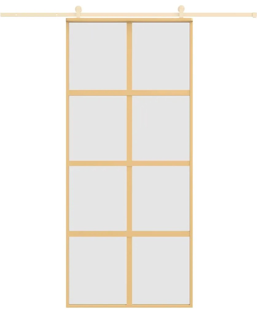 Porta deslizante 90x205 cm vidro ESG fosco/alumínio dourado