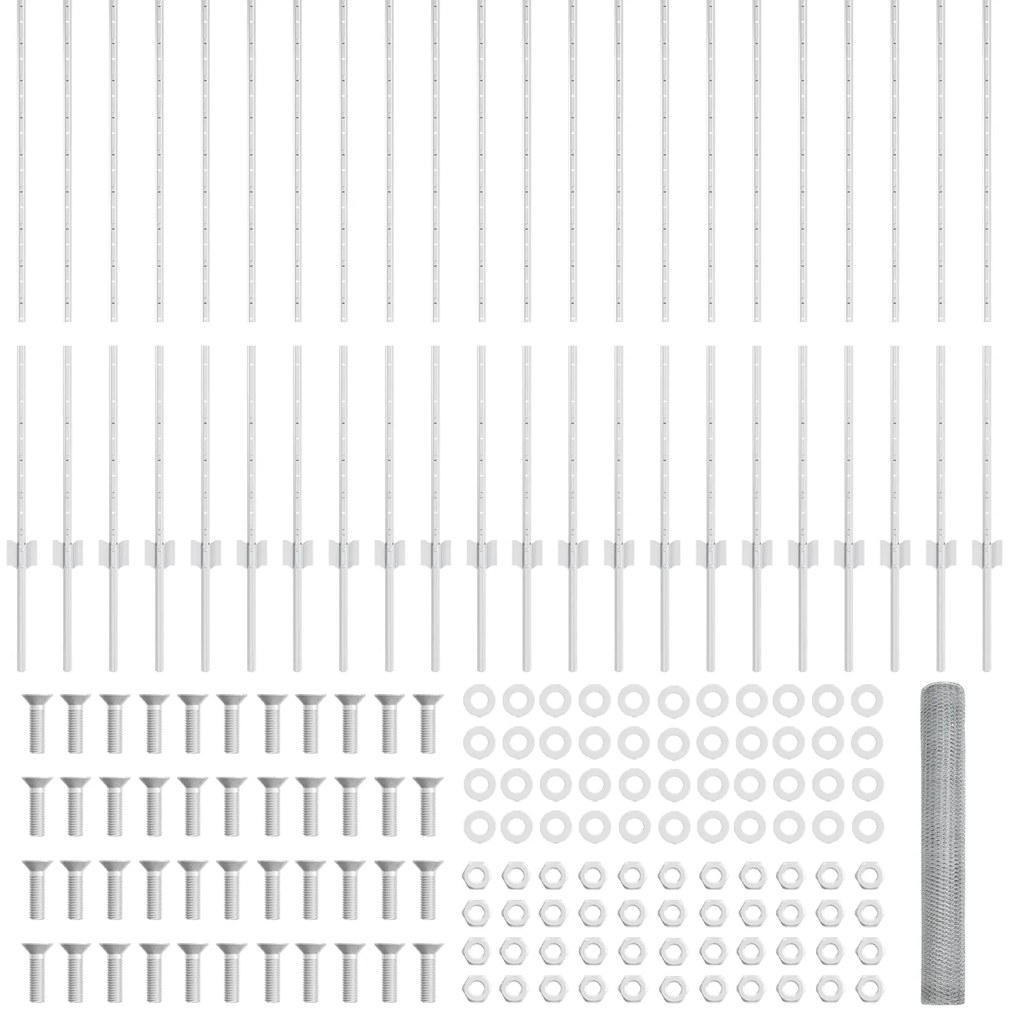 Postes de Cerca vidaXL 22 pcs U-Channel 120 cm Aço Galvanizado, Cerca