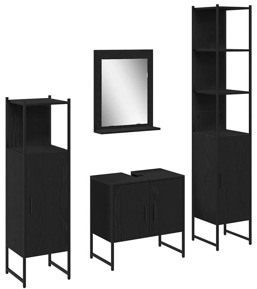 Conjunto de Móveis para Casa de Banho 4 Peças em Carvalho Preto - Made