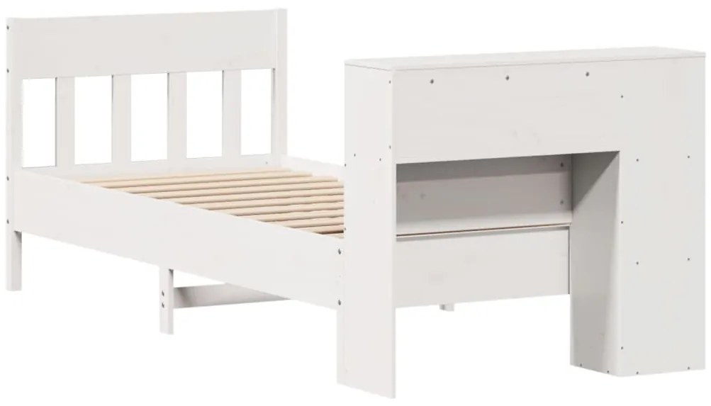 Cama com estante sem colchão 90x200 cm pinho maciço branco