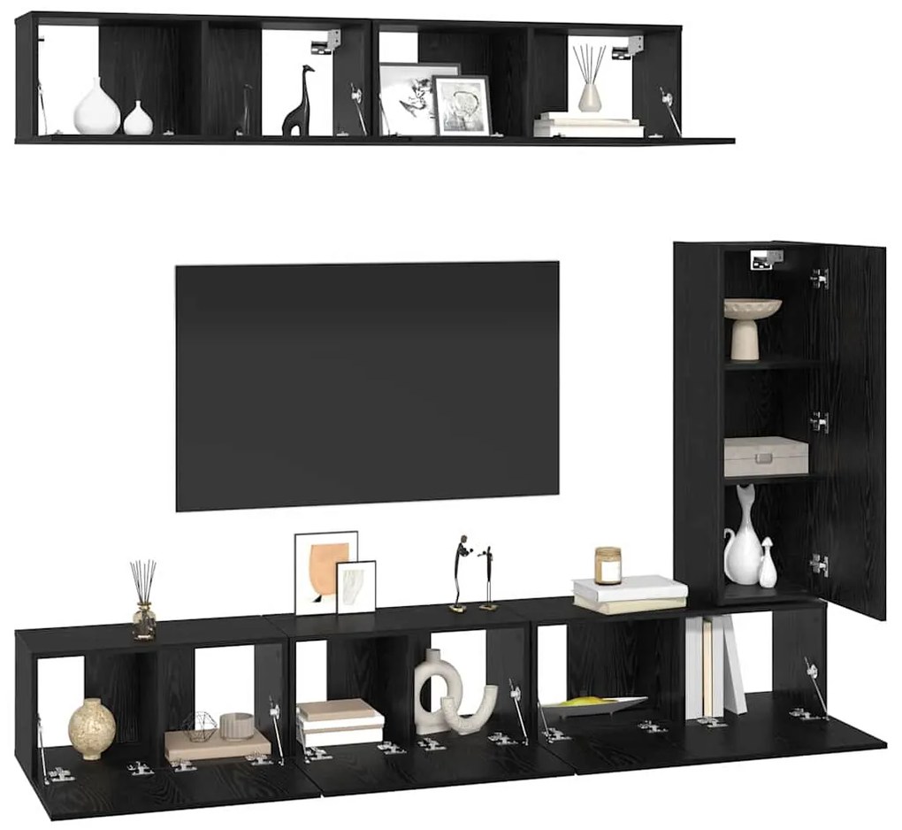 Conjunto de móvel de TV 6 pcs Carvalho preto 30.5 x 30 x 90 cm