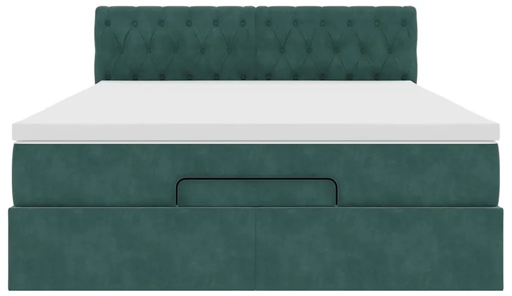 Estrutura de cama otomana com colchão 140x200 cm verde escuro