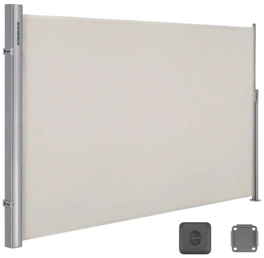 SONGMICS 180 x 300 cm (A x L), Toldo lateral para varanda e terraço, Certificado TÜV SÜD GS, Proteção de privacidade, Protetor solar, Persiana lateral, Bege GSA180E