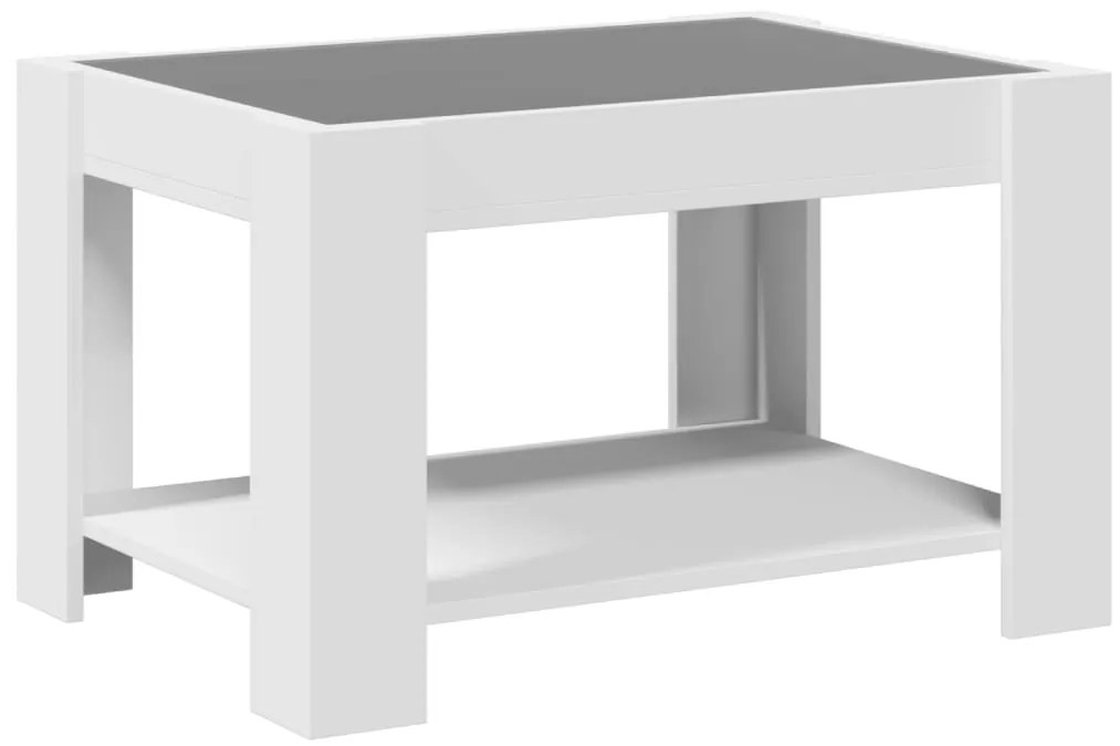 Mesa de centro c/ LEDs 73x53x45 cm derivados de madeira branco