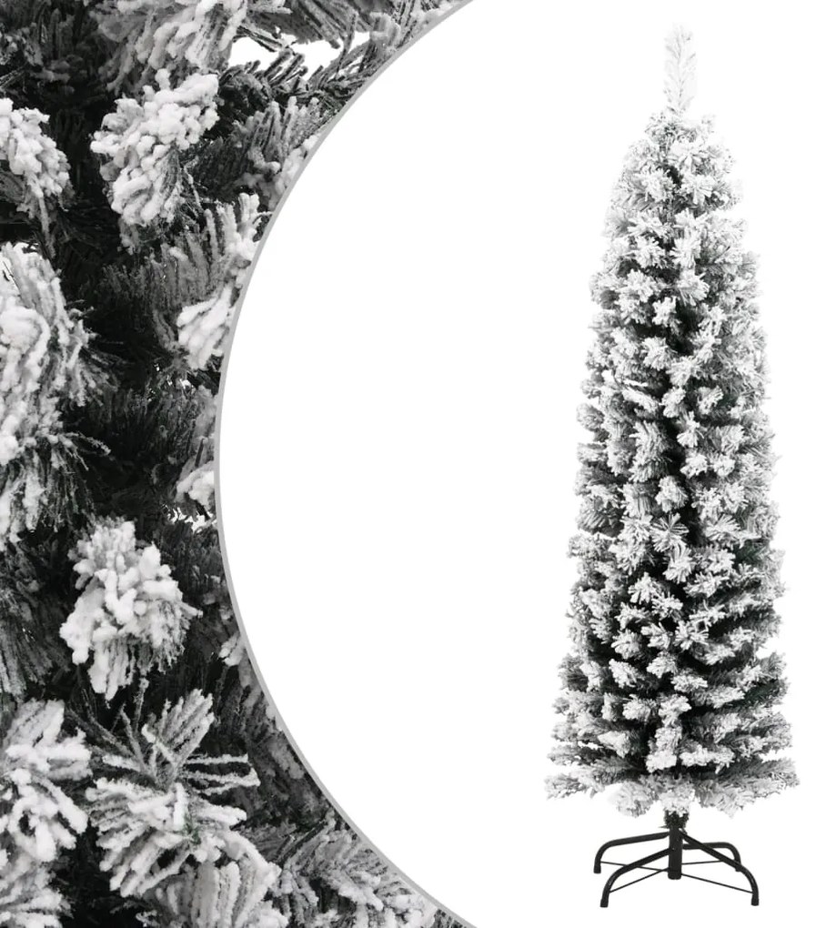 329257 vidaXL Árvore de Natal artificial fina com neve 120 cm PVC verde