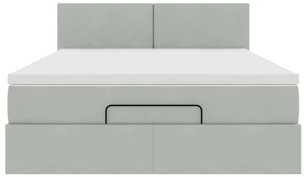 Estrutura de cama otomana com colchão 140x190 cm cinzento claro
