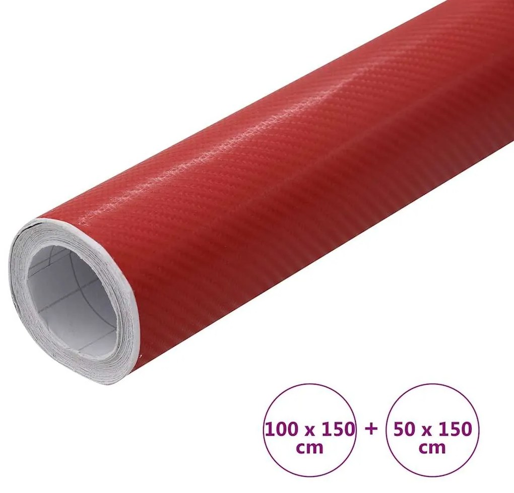 Películas para carro 2 pcs 100x150 cm + 50x150 cm vermelho 4D