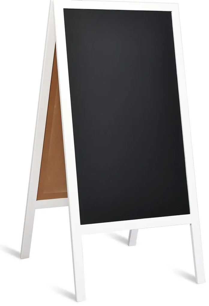 Quadro Branco Magnético de Madeira de Tripé Dupla Face Dobrável com Borracha e Giz para Mensagens de Restaurantes ou de Casamento 50 x 53 x 98 cm Branco